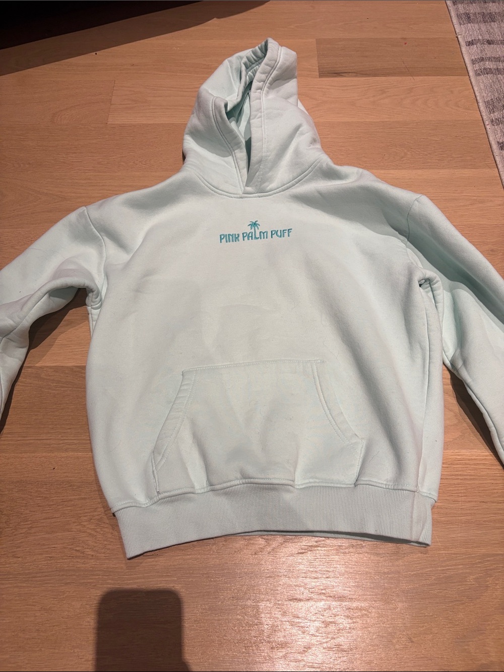 Pink Palm Puff Classic Hoodie Mint